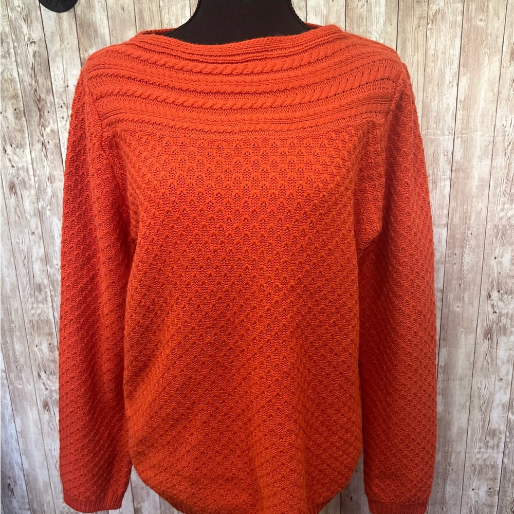 Croft & Barrow‎ Orange Crew Neck Sweater with Textured Knit